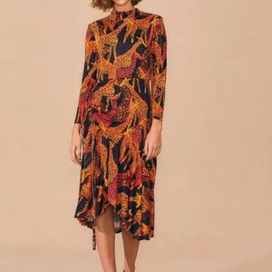 Black Giraffes Slit Midi Dress